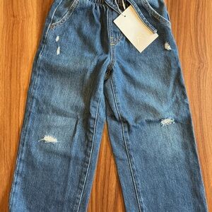 NWT Zara 5Y Wide Leg Denim Drawstring Jeans